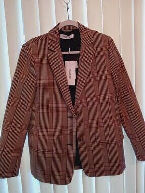 Thakoon Women's Blazer Size 4 Classic Plaid Blazer Brown